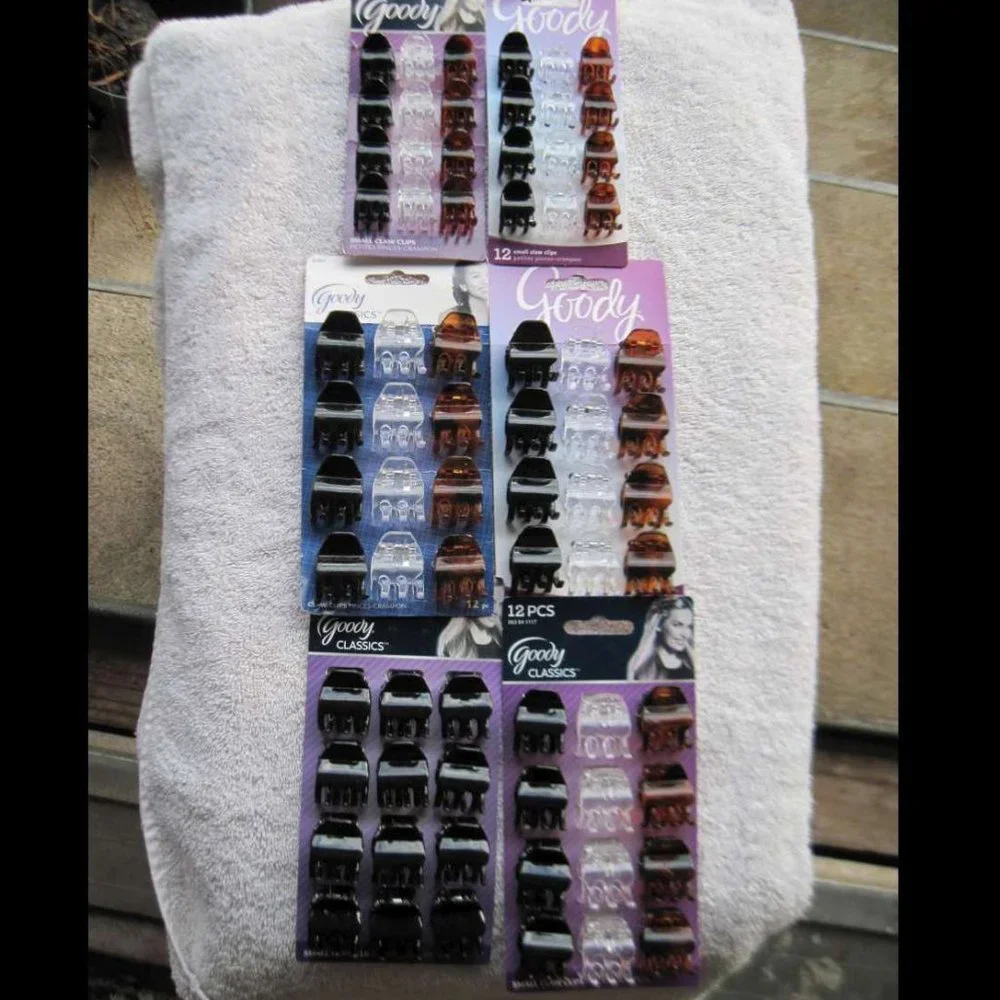 12 Goody Classics Darla Small Claw Clips Hair Jaw Plastic Black Tort Brown Clear